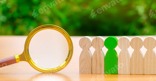 Preview: Team of workers and magnifying glass