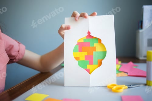 Preview: paper craft for kids. DIY lantern made for ramadan. create art for children.
