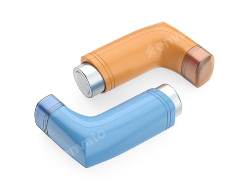 Preview: Blue and orange portable asthma inhalers