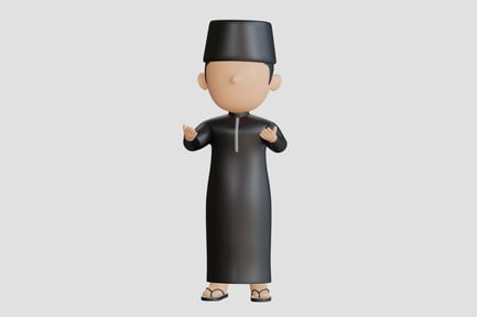 Preview: Islamic 3D Male Character in Prayer Pose