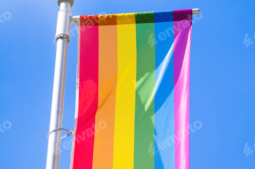 Preview: LGBT pride rainbow flag against sky