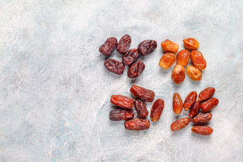 Preview: Various of dried dates or kurma.