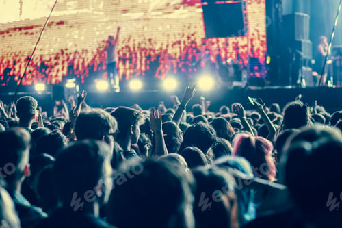Preview: crowd partying stage lights live concert summer music festival