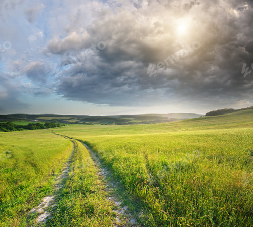 Preview: Road lane and deep blue sky. Nature design.