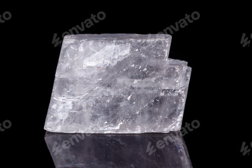 Preview: Macro mineral stone Iceland spar on black background