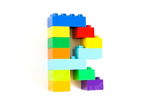 Preview: Colorful toy brick letter R