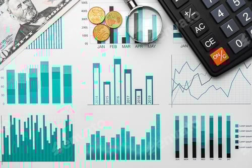 Preview: Financial Data Analysis with Calculator and Magnifying Glass