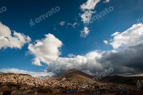 Preview: View of Potosi city with Cerro Rico in background, Southern Altiplano, Bolivia, South America