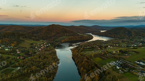 Preview: Aerial View of Solina Lake and Vibrant Autumn Colors in Bieszczad