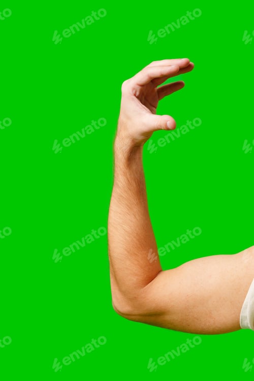 Preview: Hand Gesture Above Arm Against Bright Green Background