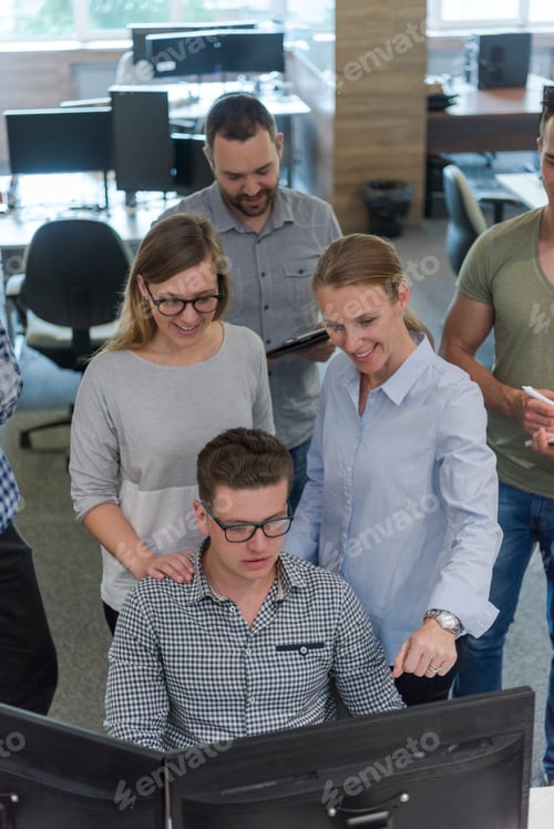Preview: startup business people group working as team to find solution