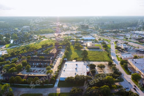 Preview: Urban landscape. Houston suburban district during sunrise of Houston suburban