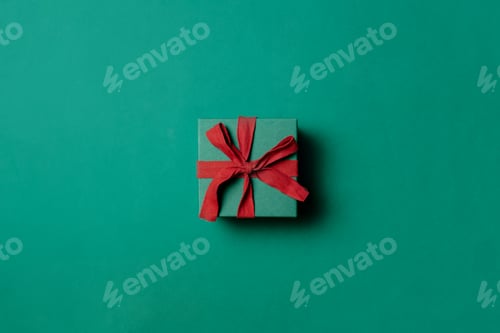 Preview: Holiday gift box on Paolo Veronese Green color background