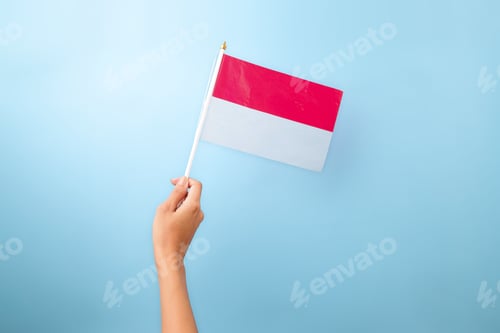 Preview: Hand Holding a Red and White Flag
