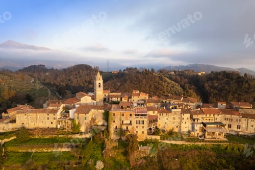 Preview: Aerial view of the small village of Monteggiori Versilia