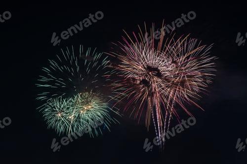 Preview: Colorful fireworks display.