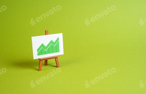 Preview: Growth chart on an easel. Profit and business performance improvement.