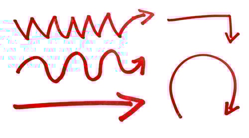 Preview: Set of Red Hand Drawn Arrows Isolated on White Background for Direction and Emphasis