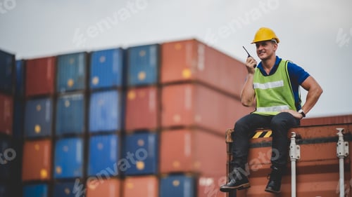 Preview: engineer foreman working in container terminal in term of industry logistic cargo shipping