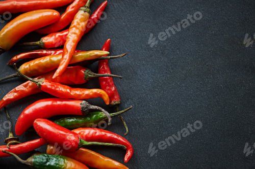 Preview: The hotter, the better. High angle shot of fresh red chillies on a kitchen counter.