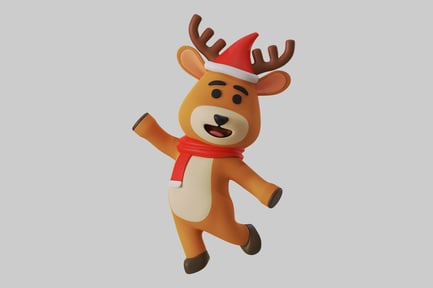 Preview: Cartoon reindeer with santa hat