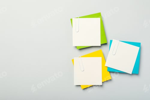 Preview: Concept of different office accessories - paper with clip
