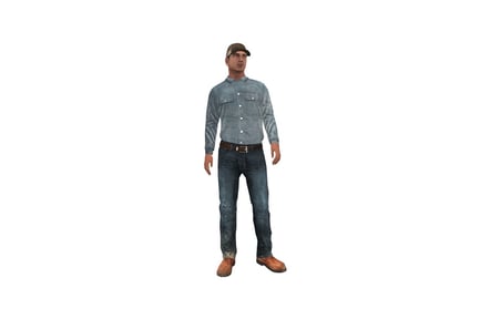 Preview: Man in denim shirt and distressed jeans