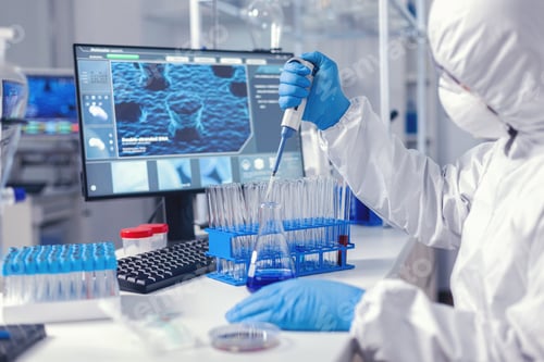 Preview: Virolog coducting experiment in the course of coronavirus pandemic