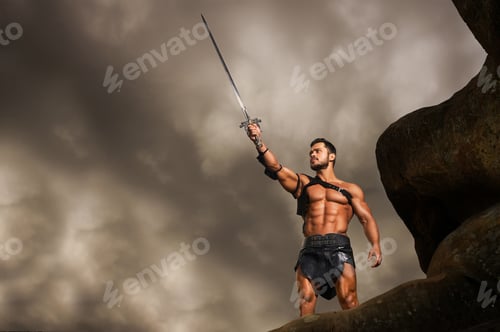 Preview: Young warrior on a mountain peak