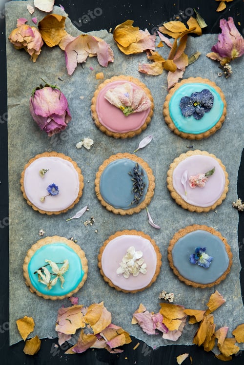 Preview: Homemade Biscuits covered with Pastel Color Icing