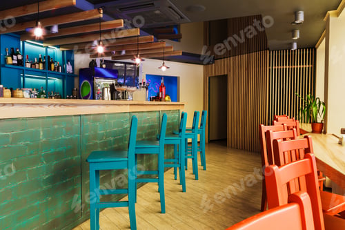 Modern restaurant, bar or cafe interior