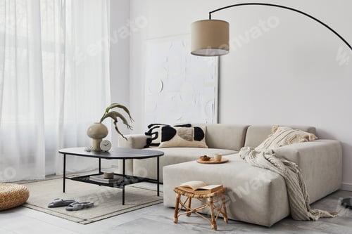 Preview: Serene Home Interior with Modern Decor Elements