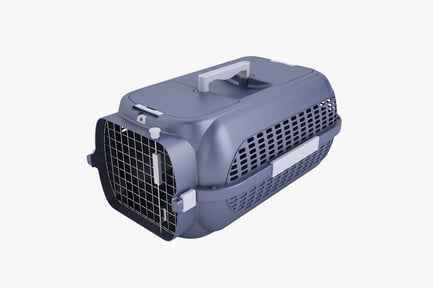 Visualização: Transportador portátil azul para animais de estimação com porta de grade de metal