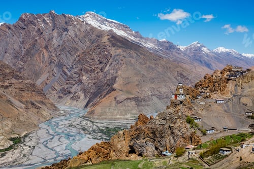 Preview: Dhankar Monastery and village in Himalayas