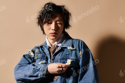 Preview: Spring fashion showcase featuring a stylish Asian man in a studio