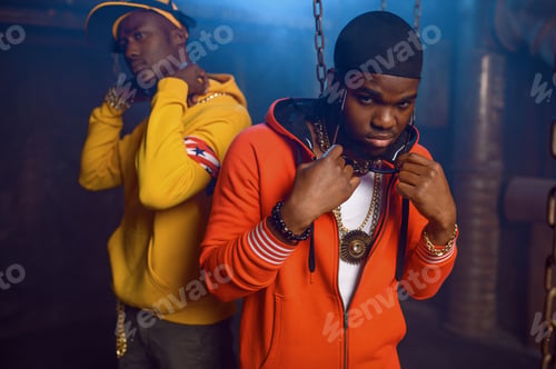 Preview: Two stylish rappers poses in studio