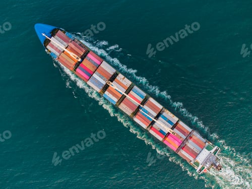 Preview: Aerial view of cargo container ship in the sea
