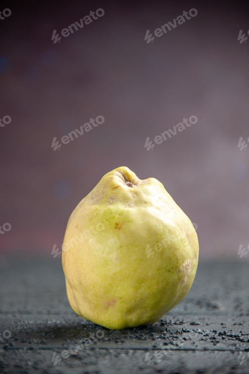 Preview: front view fresh quince mellow and sour fruit on dark background ripe fetus fresh plant tree sour