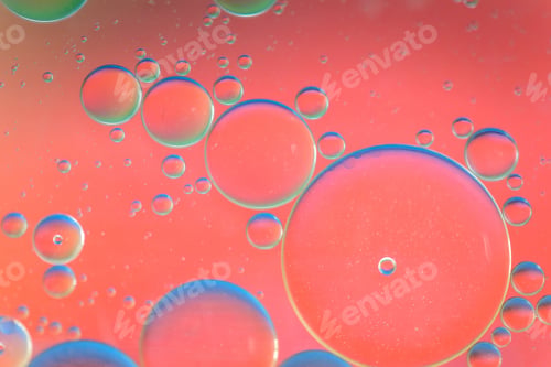Preview: Red abstract background picture made with oil, water and soap