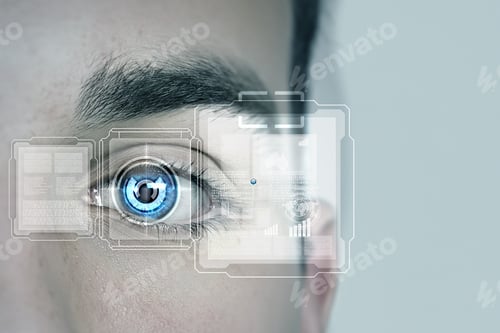 Preview: Close Up Of Male Eye Scanned For Recognition