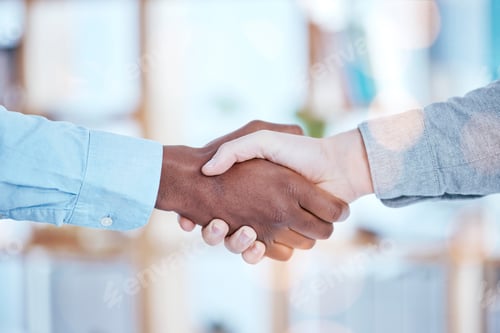 Preview: Handshake, partnership and agreement between business people with team, collaboration and onboardin