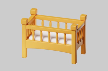 Preview: Honey-colored cartoon crib with pillow