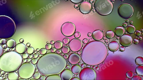 Preview: Abstract Colorful Food Oil Drops Bubbles and spheres Flowing on Water Surface