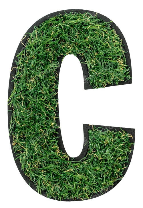 Preview: Letter C made of green grass isolated on white.
