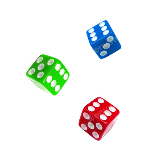 Preview: yellow, red and blue dices