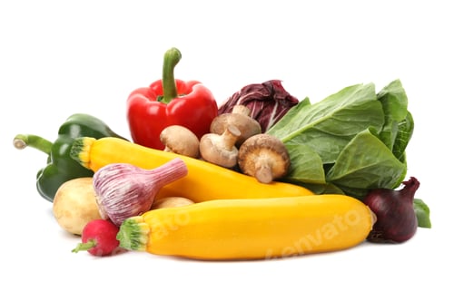 Preview: Different fresh ripe vegetables isolated on white