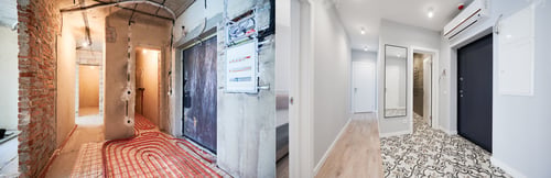 Preview: Apartment with doorways before and after renovation.