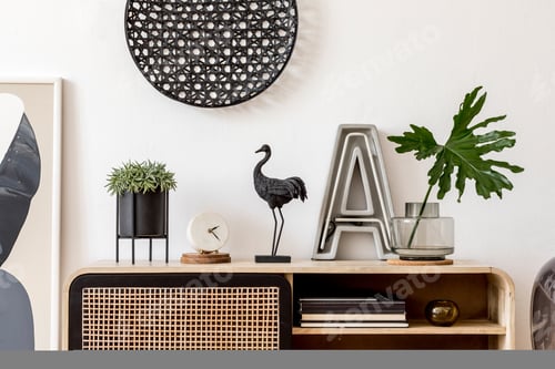 Preview: Creative composition of living room interior design.