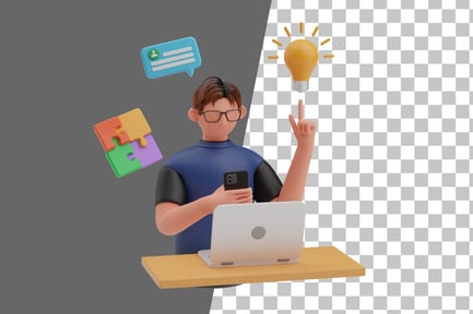 Preview: Businessman Is Solving Customer Doubts 3D Illustration