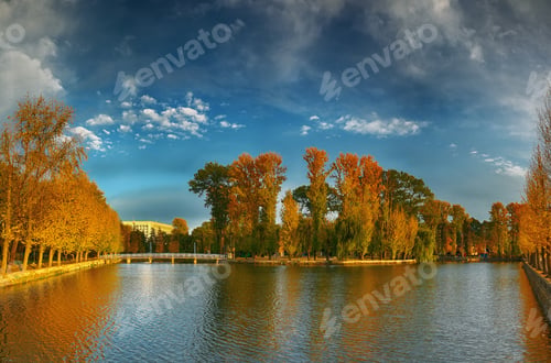 Preview: beautiful autumn park at sunny weather